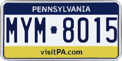 PA license plate MYM8015