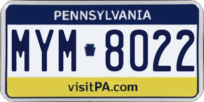 PA license plate MYM8022