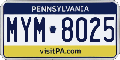 PA license plate MYM8025