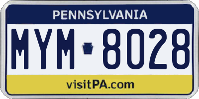 PA license plate MYM8028