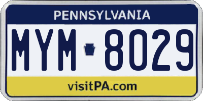 PA license plate MYM8029