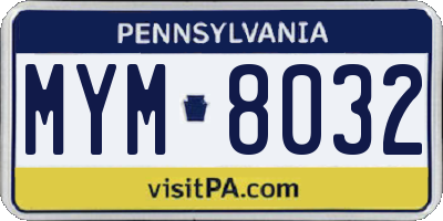 PA license plate MYM8032