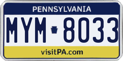 PA license plate MYM8033