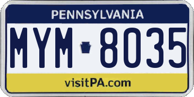 PA license plate MYM8035