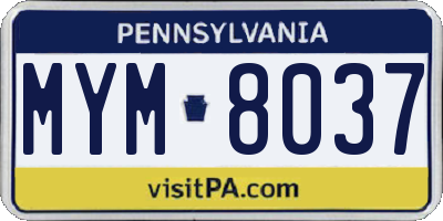 PA license plate MYM8037