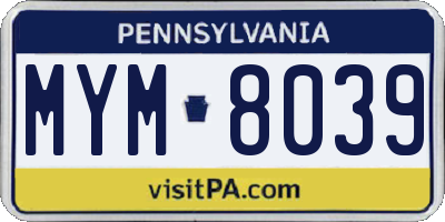 PA license plate MYM8039
