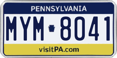 PA license plate MYM8041