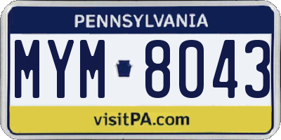 PA license plate MYM8043
