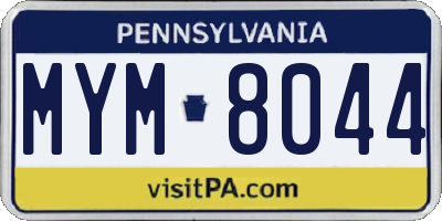 PA license plate MYM8044