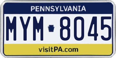 PA license plate MYM8045