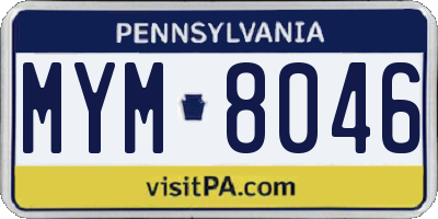 PA license plate MYM8046