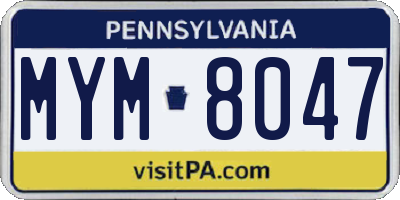 PA license plate MYM8047