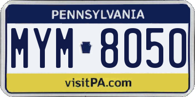 PA license plate MYM8050
