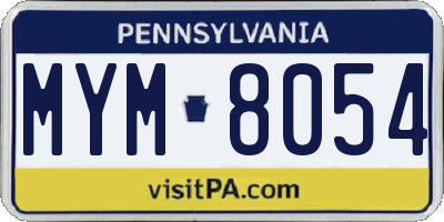 PA license plate MYM8054