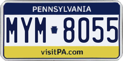 PA license plate MYM8055