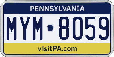 PA license plate MYM8059