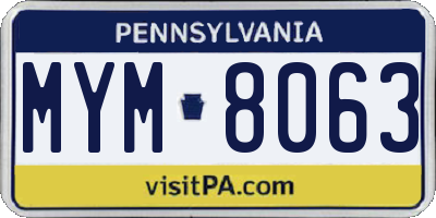 PA license plate MYM8063