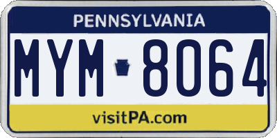 PA license plate MYM8064