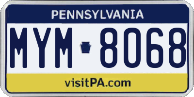 PA license plate MYM8068