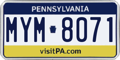 PA license plate MYM8071