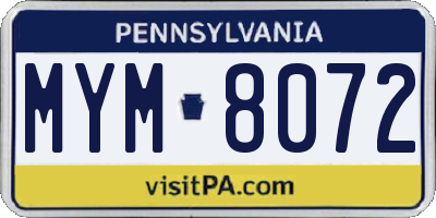 PA license plate MYM8072