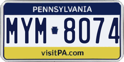 PA license plate MYM8074