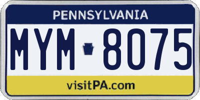 PA license plate MYM8075
