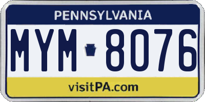 PA license plate MYM8076