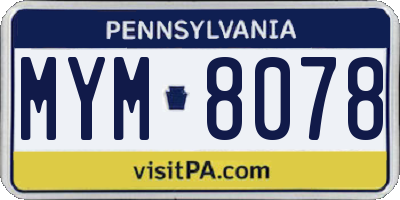 PA license plate MYM8078