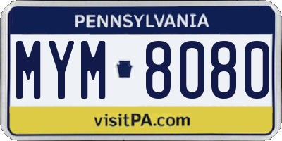 PA license plate MYM8080
