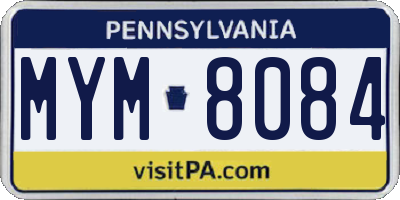 PA license plate MYM8084