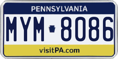 PA license plate MYM8086