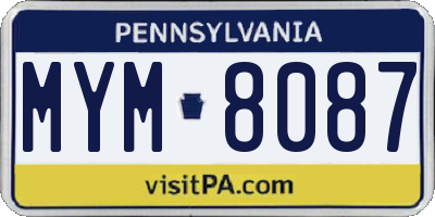 PA license plate MYM8087