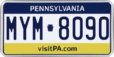 PA license plate MYM8090