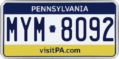 PA license plate MYM8092