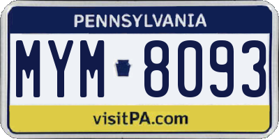 PA license plate MYM8093