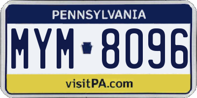 PA license plate MYM8096