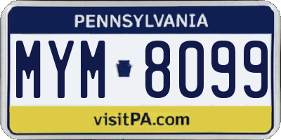 PA license plate MYM8099
