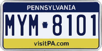 PA license plate MYM8101