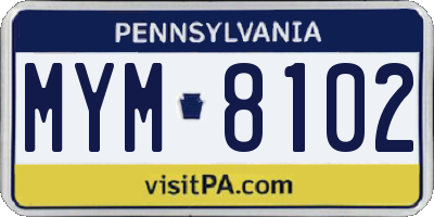 PA license plate MYM8102