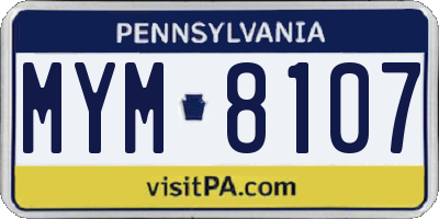 PA license plate MYM8107