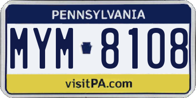 PA license plate MYM8108