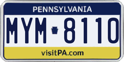 PA license plate MYM8110