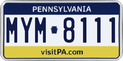 PA license plate MYM8111