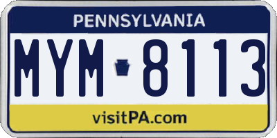 PA license plate MYM8113