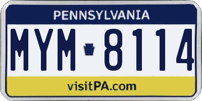 PA license plate MYM8114