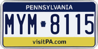 PA license plate MYM8115