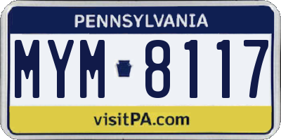 PA license plate MYM8117