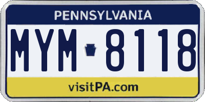PA license plate MYM8118
