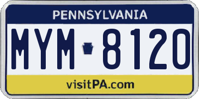 PA license plate MYM8120